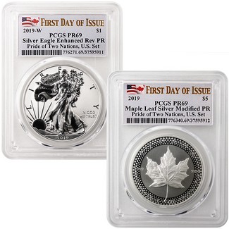 2019 Pride of Two Nations 2-Coin Set PCGS 69 First Day Issue Dual Flag Label