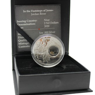 2020 Footsteps of Jesus - 1oz Silver Proof Coin with Stone from The Jordan River