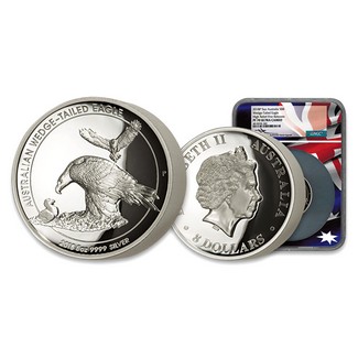 2018 $8 5oz High Relief Silver Wedge Tailed Eagle NGC PF70 UCAM First Releases Mercanti Flag Core