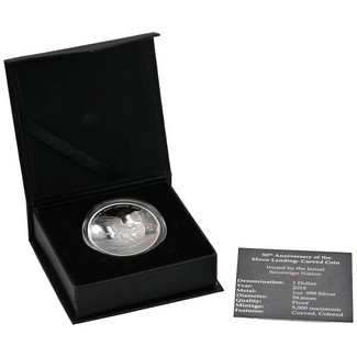 2019 $1 50th Ann. Moon Landing 1oz Silver Colorized Curved Proof