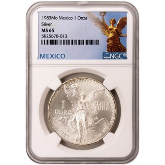 1983 Mexico 1 Onza Silver Libertad NGC MS65 Mexico Label