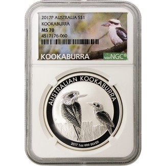 2017 P 1oz Silver Kookaburra NGC MS70 Kookaburra Label