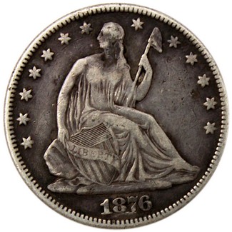 1876 Liberty Seated Half Dollar in Average Circulated Condition