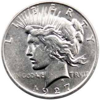 1927 D Peace Dollar Almost Uncirculated - Brilliant Uncirculated Condition
