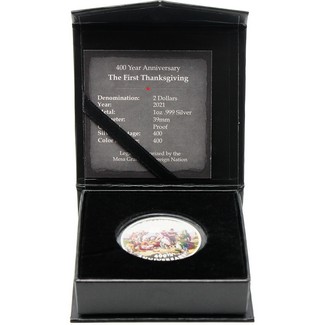 2021 $2 400th Anniversary The First Thanksgiving 1 oz. Silver Colorized Proof Coin