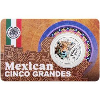 2026 500 Francs Cameroon Mexican Cinco Grandes (Big 5) 1/4oz Colorized Silver Jaguar BU Coin