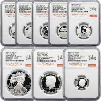 2020 S Limited Edition 8 Coin Silver Proof Set NGC PF69 Ultra Cameo 2022 Chicago ANA Releases