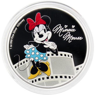2023 $2 Niue 1 oz Silver Disney Mickey and Friends "Minnie Mouse" Colorized Proof Coin in OGP