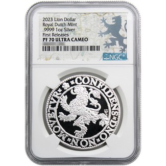 2023 Royal Dutch Mint Re-Strike Lion Dollar 1 oz. .9999 Silver NGC PF70 UC First Releases