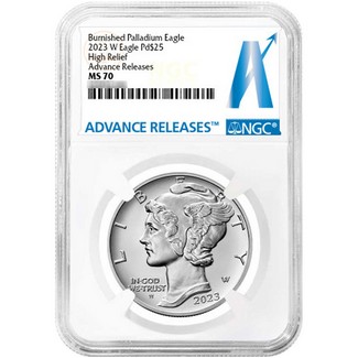 2023 W $25 1oz Burnished Palladium Eagle NGC MS70 Advance Releases