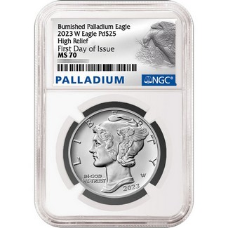 2023 W $25 1oz Burnished Palladium Eagle NGC MS70 First Day Issue Eagle Label