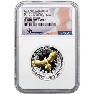 2024 P125 Australia 1oz Silver Gilded HR Proof WTE 10th Ann Coin