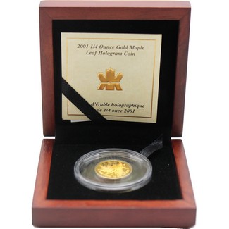 2001 $10 Canada 1/4oz Gold Maple Leaf Hologram Coin OGP