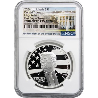 2024 $1 Enhanced Reverse Proof Liberia 1oz Silver High Relief