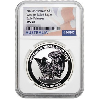 2025 P $1 Australia 1oz Silver Wedge Tailed Eagle NGC MS70 ER