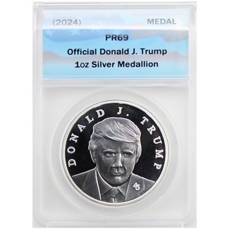 2024) Donald J. Trump 1oz Silver Medallion ANACS PR69 | The Coin Vault