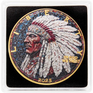 2025 Gilded Silver Eagle Mosaic Series Native American Chief Coin