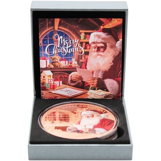 2025 500 Francs Cameroon 5oz Colorized Copper Merry Christmas Santa Prooflike Coin OGP
