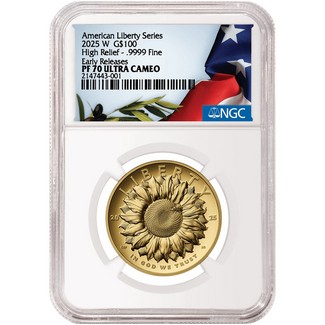 2025 W $100 Proof American Liberty High Relief Gold NGC PF70 UC ER Olive Branch/Flag Label