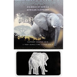 2021 $2 Reverse Proof Solomon Islands 1oz Silver African Elephant Shaped Coin OGP