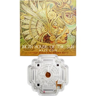 2022 $4 Solomon Islands 1.5oz Silver Incan House of the Sun Maze