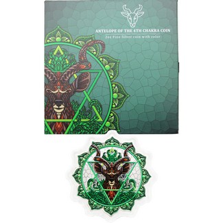 2022 $5 Solomon Islands 2oz Colorized Silver Antelope of the 4th Chakra Prooflike Coin OGP