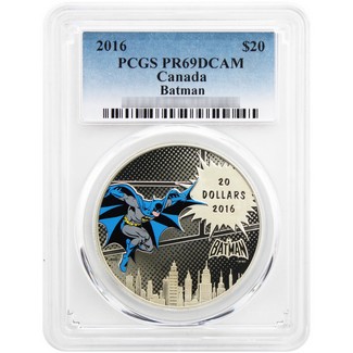 2016 $20 Proof Canada 1oz Colorized Silver Batman Coin PCGS PR69 DCAM