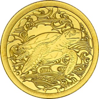2025 25¢ Proof Pitcairn Islands Ocean Wonders 0.5g Gold Turtle Coin