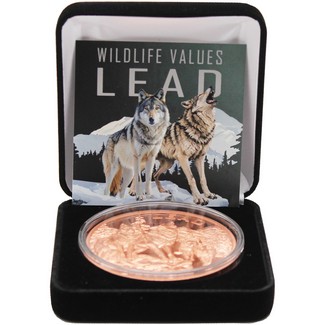 2026 100 Francs Cameroon Wildlife Value Series 5oz Copper High Relief Wolf Lead Coin OGP
