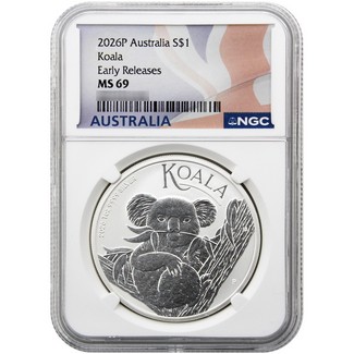 2026 P Australia 1oz Silver Koala NGC MS69 ER Australia Flag Label