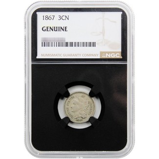 Random Date Three Cent Nickel NGC Genuine Black Core Brown Label