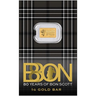 Bon Scott 80th Birthday Perth Mint 1g Gold Bar OGP