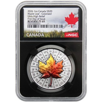2026 $20 Reverse Proof Canada 1oz Colorized Silver UHR w/ Vivid Toning Effect NGC PF69 FDI Black Core Canada Label