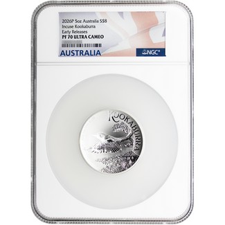 2026 P $8 Proof Australia 5oz Incuse Silver High Relief Kookaburra NGC PF70 UC ER Australia Flag Label