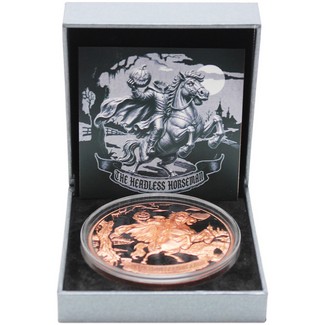 2026 100 Francs Cameroon 5oz Enameled Copper High Relief Headless Horseman Prooflike Coin OGP