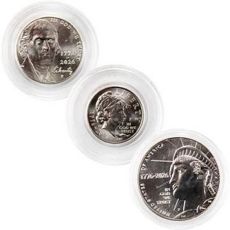 1776-2026 Semiquincentennial 250th Anniversary of America Liberty 3-Coin Collection