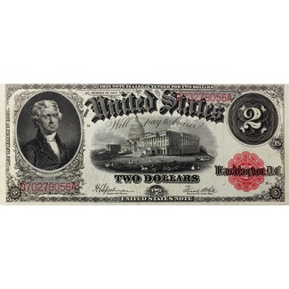 1917 $2 Legal Tender Red Seal Note "Horse Blanket" XF-AU