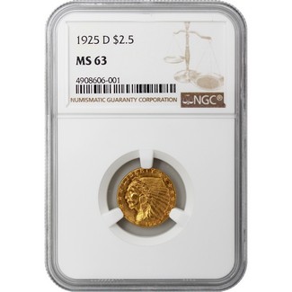 1925-D $2.5 Gold Indian NGC MS-63