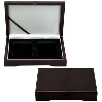 Wood storage box for 2 certified coins