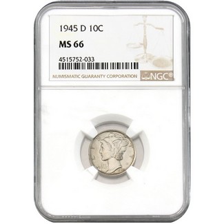 1945 D Mercury Dime NGC MS66