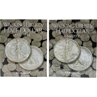 1916-1947 Walking Liberty Half Dollars in a Harris Tri-fold Album