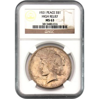 1921 Peace Dollar (High Relief) NGC MS-63