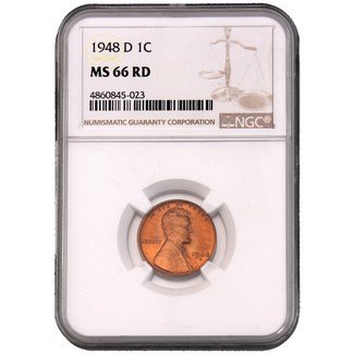 1948-D Lincoln Cent NGC MS-66 RD