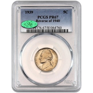 1939 Proof Jefferson Nickel PCGS PR-67 (Reverse of 1940) (CAC)