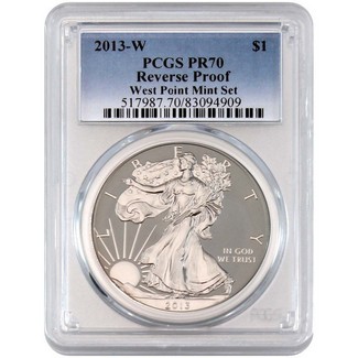 2013 W Reverse Proof Silver Eagle PCGS PR70 Blue Label