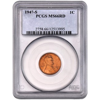 1947-S Lincoln Cent PCGS MS-66 RD