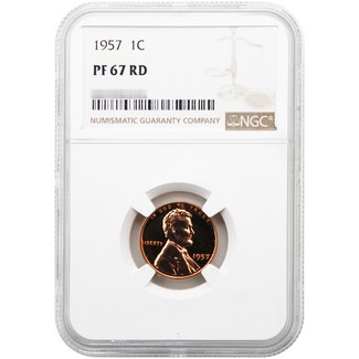 1957 Proof Lincoln Cent NGC PF67 RD