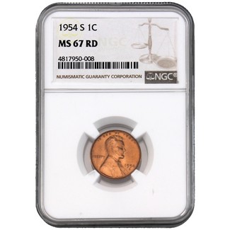 1954-S Lincoln Cent NGC MS-67 RD