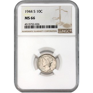 1944 S Mercury Dime NGC MS66