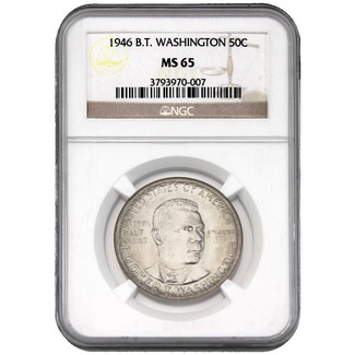 1946 Booker T Washington Commem Half Dollar NGC MS-65